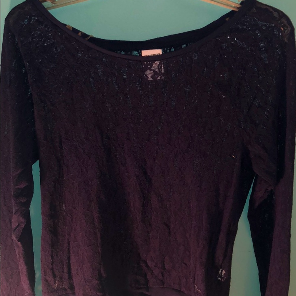 PINK lace blue mech lace top